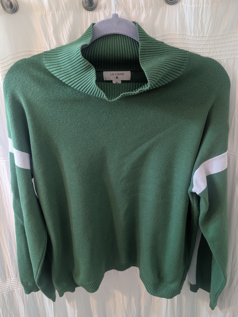 La Ligne x Target Green Side Stripe Turtleneck Sweater Knit Mock Neck Size M